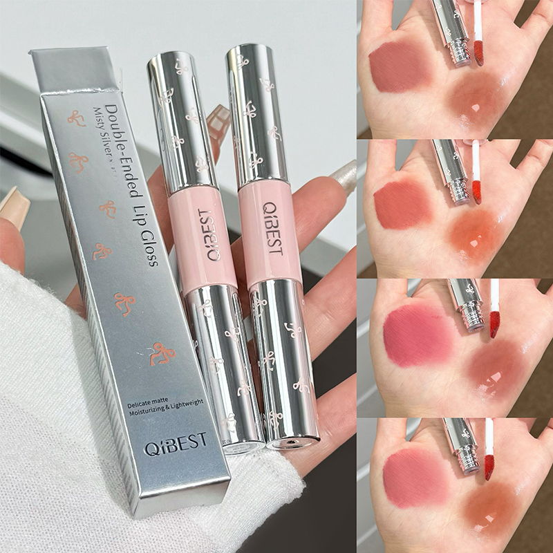 Matte Velvet Lip Tint Long Lasting - QIBEST 더블 헤드 매트 벨벳 리퀴드