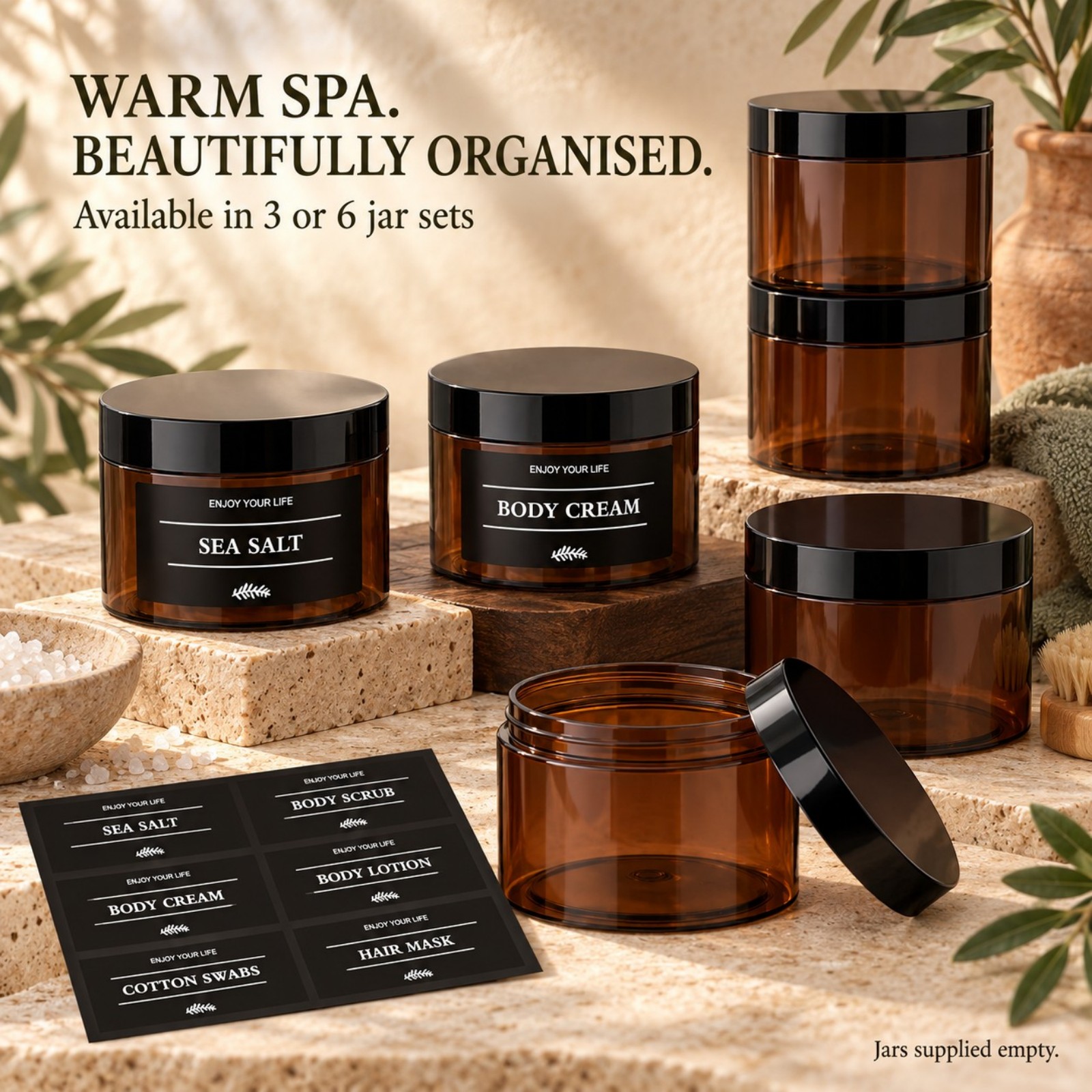 라벨이 부착된 욕실용 보관 용기 3개 세트, 스파용 플 - Hair Care 리뷰 및 가격