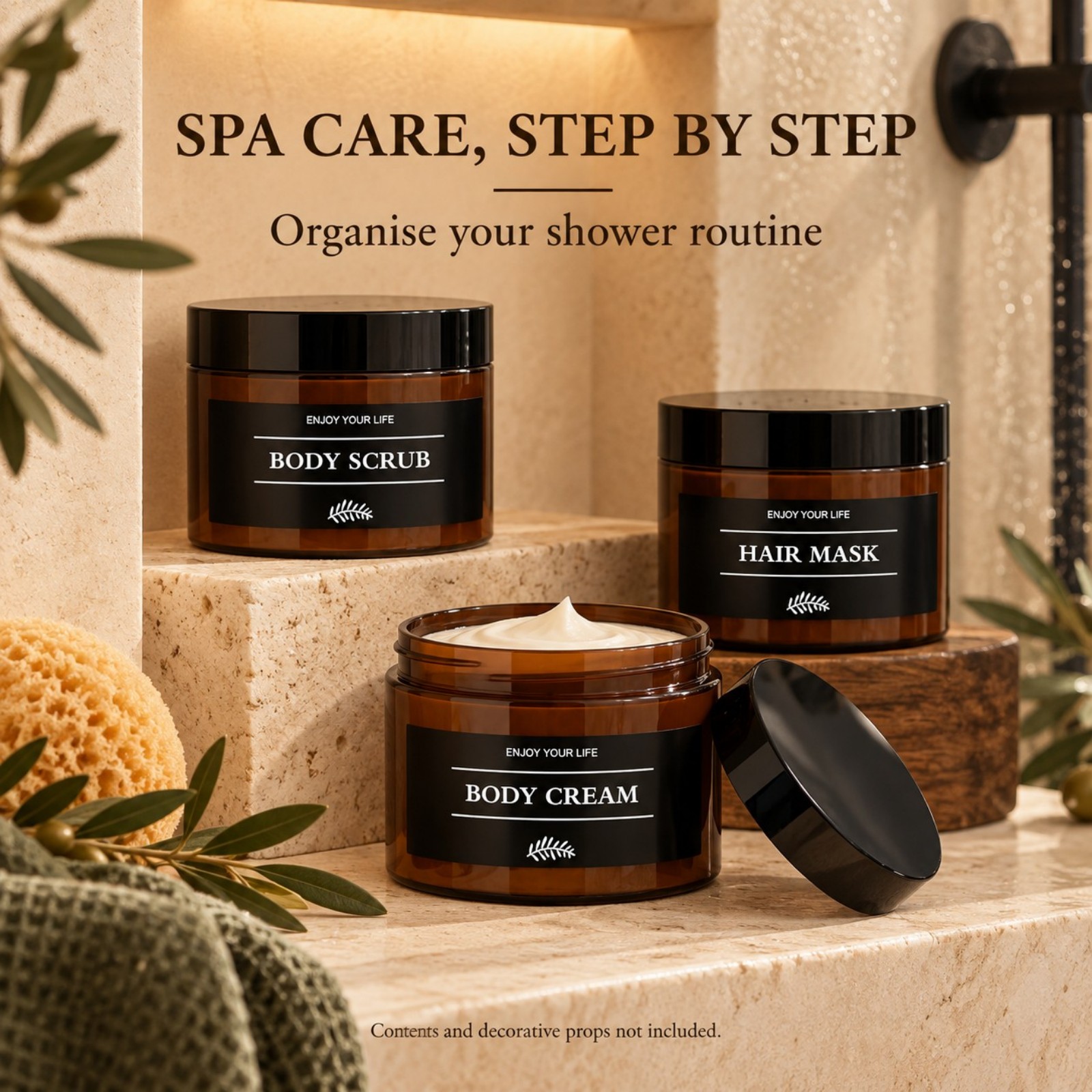 라벨이 부착된 욕실용 보관 용기 3개 세트, 스파용 플 - Hair Care 리뷰 및 가격